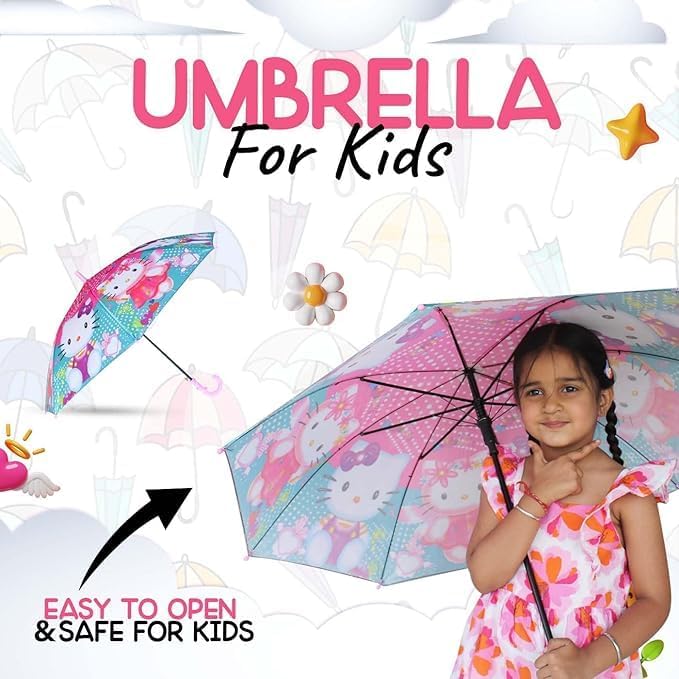 UK-0892 Kids Umbrellas for Rain Umbrella,Windproof Umbrella for Kids Boys and Girls, Cartoon Theme Chaata for Kids Girl Princess Chaata Random Color