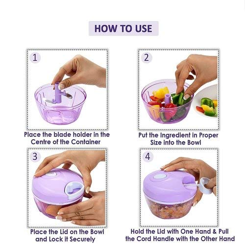 UK-0736 Handy Vegetables & Fruit Chopper with 3 Blades 550ml