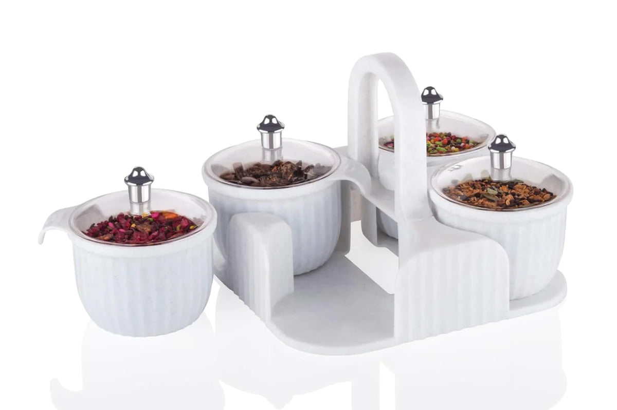 Dry Fruit Container Tray Set with Lid & Serving Tray 4 Pieces Airtight Jar for Serving Sweets, Chips, Cookies Other Snacks(Mutlicolor)