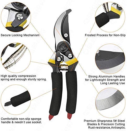 UK-0137 Garden Shears Sharp Cutter Pruners Scissor, Pruning Seeds with Grip-Handle Flower Cutter