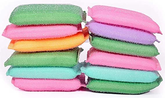 UK-0372 Scratch Proof Kitchen Utensil Scrubber PAD - Pack of 12 ( MULTICOLOR)