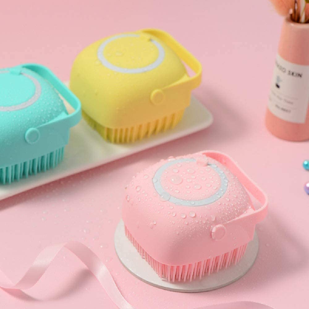 UK-0108 Silicone Massage Bath Body Brush Soft Silicone Bath Shower Massage Body Cleaning Bath Brush With Shampoo Dispenser