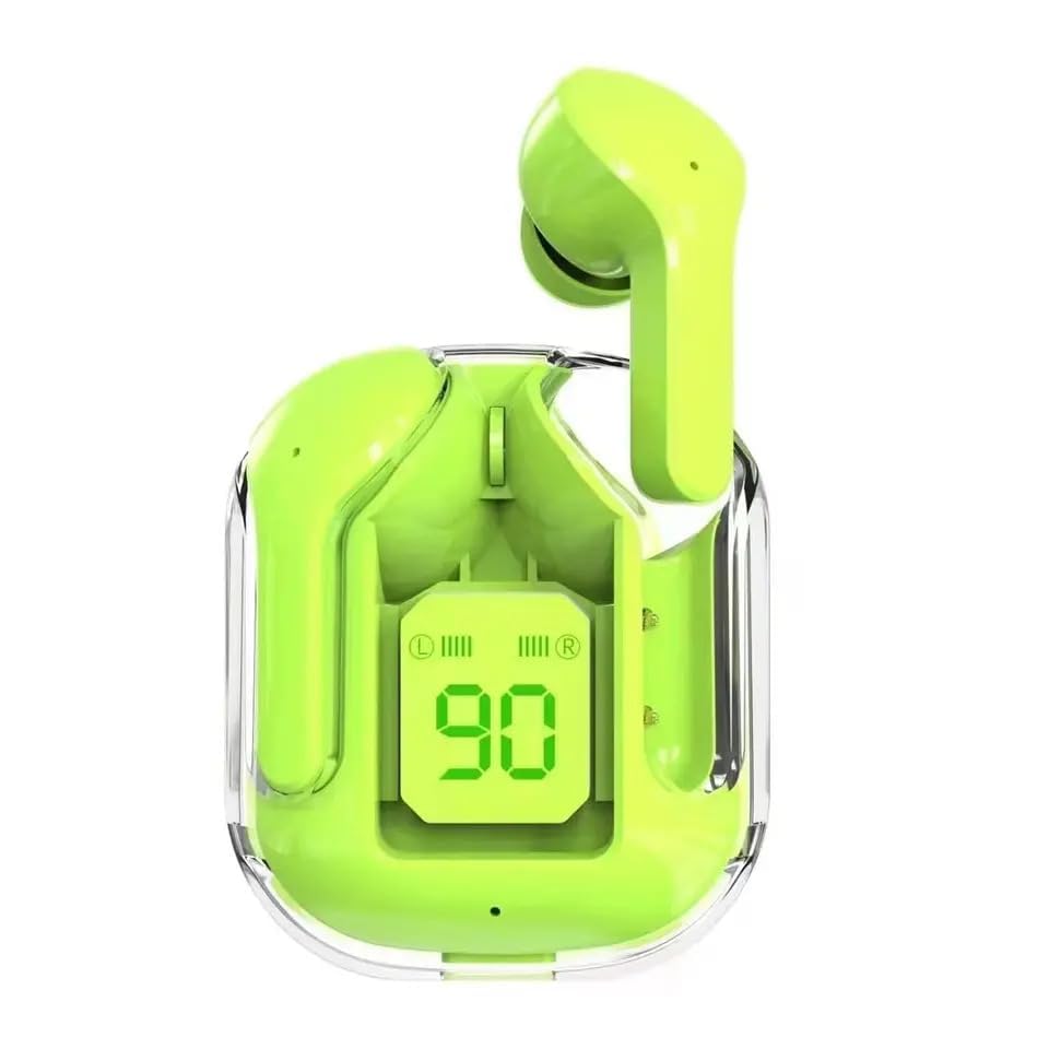 UK-0550 Ultrapod Wireless Bluetooth In Ear Earbuds, Transparent Charging Case, Active Noise Cancellation, Led Digital Display, Bluetooth Earphones, Touch Control