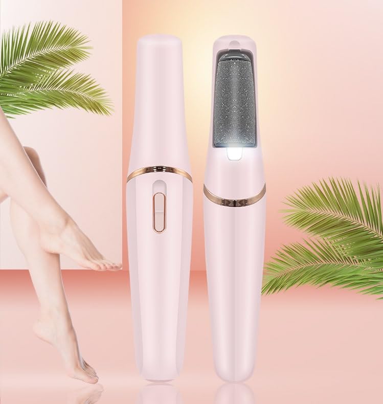 UK-0718 Electronic Pedicure Tool, Cordless Rechargeable Callus Remover, Polishing Wand with LED Light, Portable Foot Scrubber for Women and Men