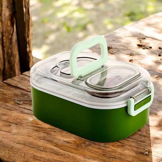 UK-0833 Lunch Box Comes with 1 Small Container, Stylish Anti Spill Lid & 1 Baby Spoon BPA Free, Food Grade Perfect for School