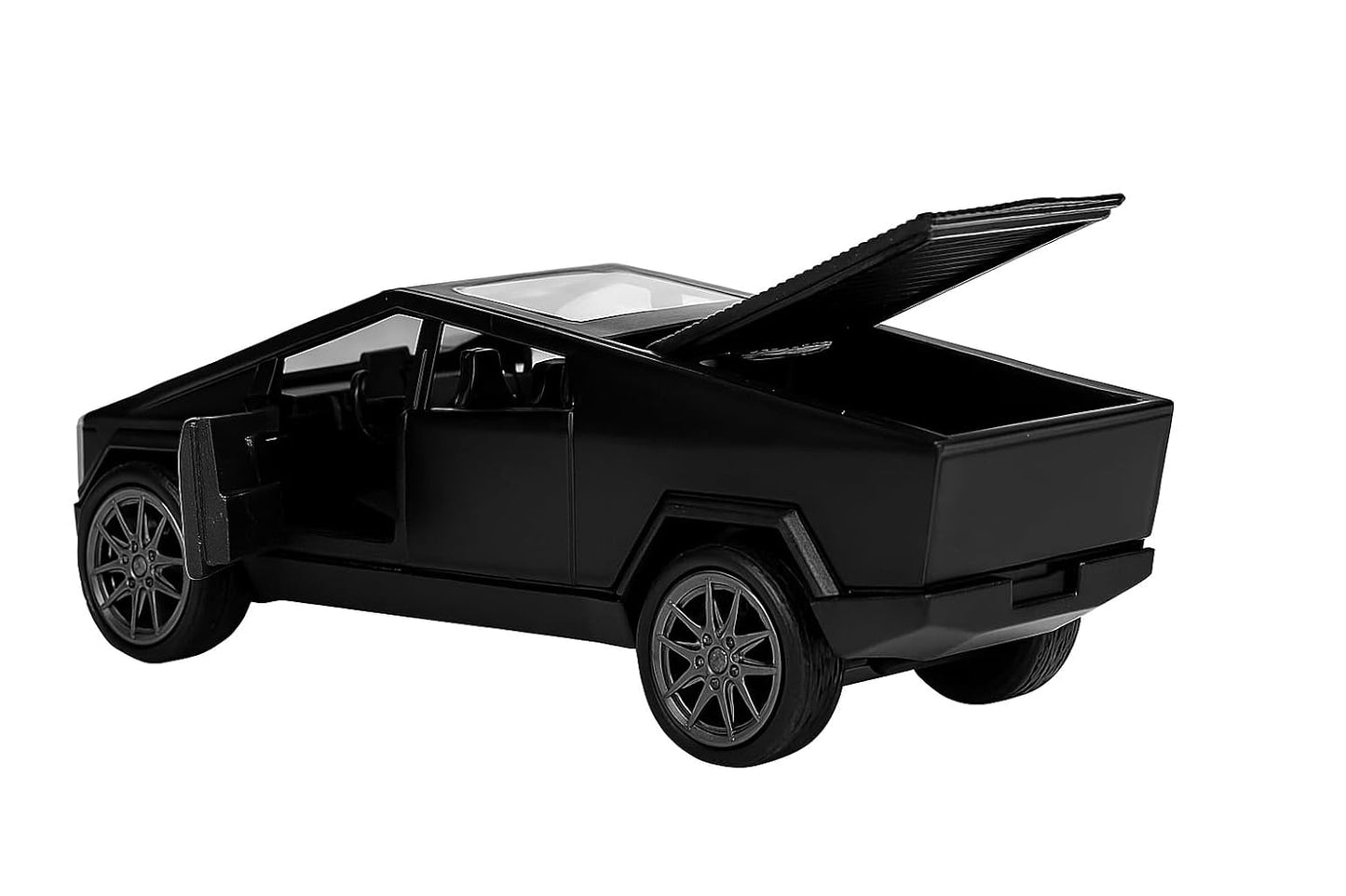 UK-0951 Tesla Cybertruck Toy Car with LED Lights – 1:36 Scale Die-Cast Model, Matte Black, Realistic Design, Pull Back Action, Sound & Light Features for Kids and Collectors