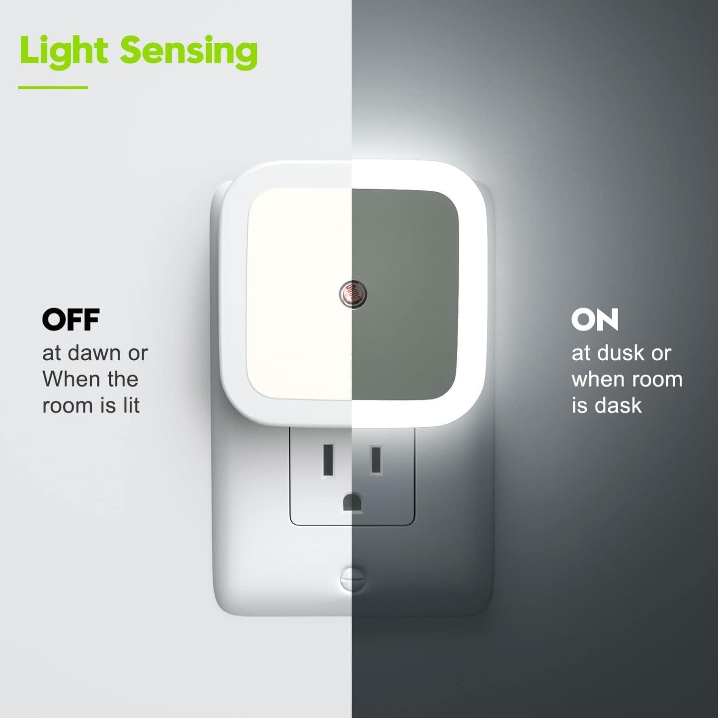 UK-0868 LED Night Lights Plug into Wall, Auto Light Sensor Plug in Night Light Lamp Wall Night Light Safety Lighting for Bedroom,Bathroom,Stairs,Corridor,Kitchen