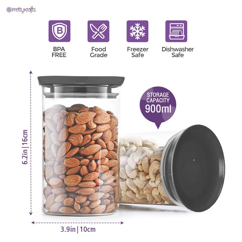 UK-0760 900ML Air Tight Kitchen Storage Container Airtight Round Food Preserve Storage Container for Rice, Dal, Atta, Flour, Cereals, Snacks | BPA-Free (2PCS)