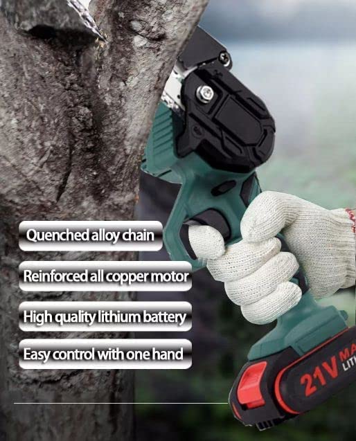 UK-0793 Cordless Electric Chainsaw WITH BATTERIES Handheld Pruning Chain Saw for Wood Plastic & Etc. Cutter Cordless Chainsaw