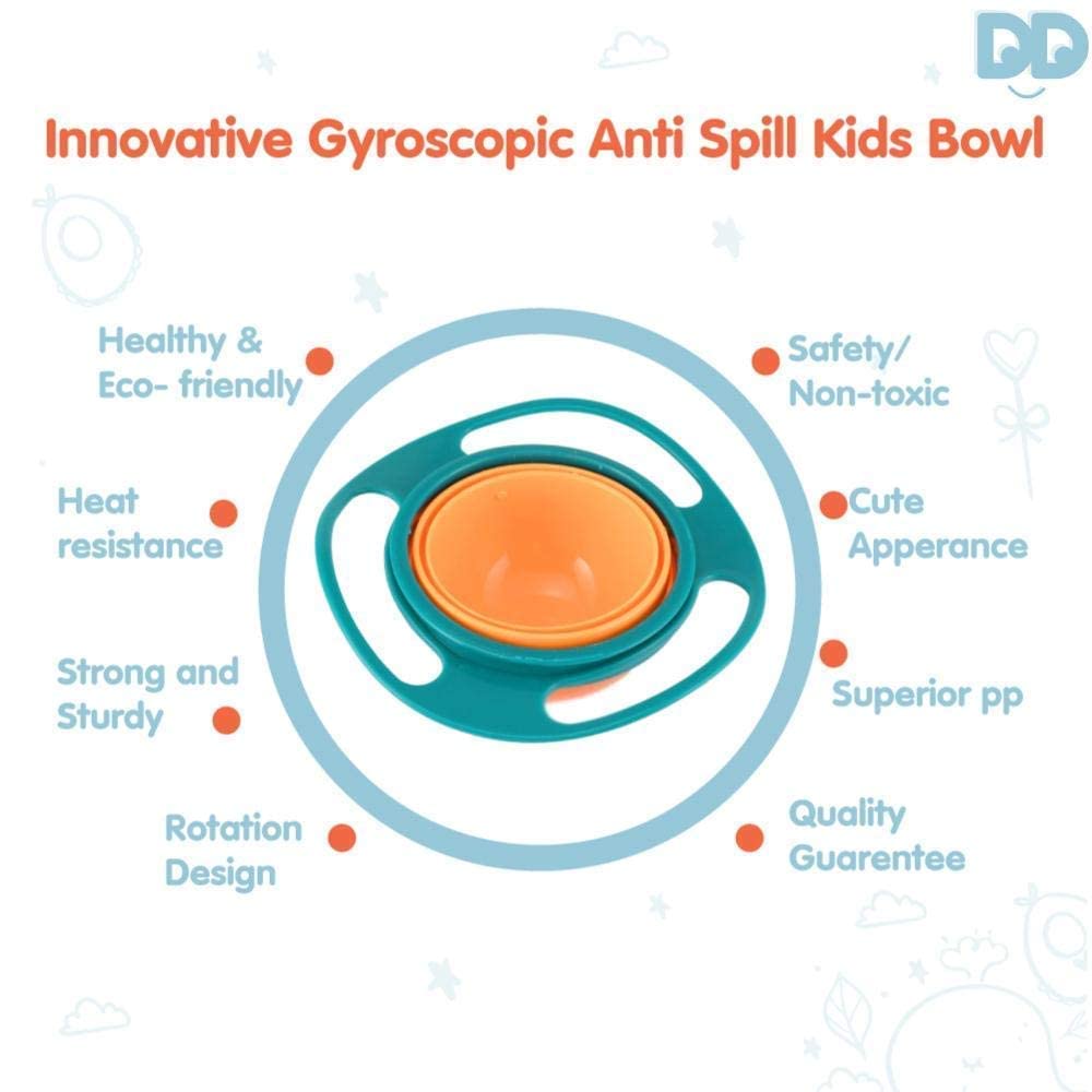UK-0130 Gyro Bowl 360 Degree Rotate Dishes for Kids Food Baby Feeding Bowl Lunch Box (Multicolor)