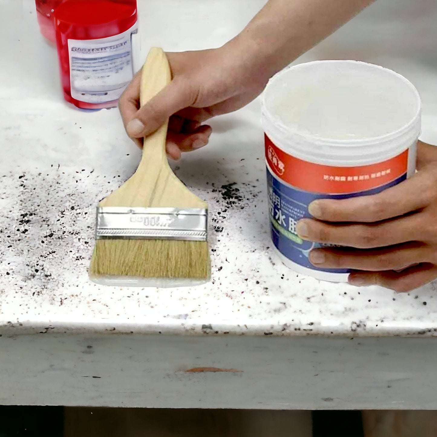 UK-0371 Transparent Waterproof Glue for Roof Leakage Crack Seal Glue 300gm with Brush Crack Seal Agent Roof Water Leakage Solution Transparent Glue Waterproofing