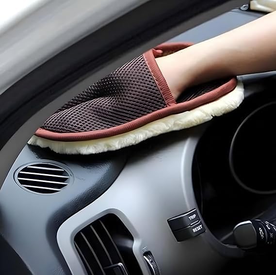 UK-1076 Car Cleaning Wash Glove | Soft Wool Glove/Paw Plush Cleaning Gloves | Dust Cleaning Supplies | Microfiber Hand Glove Scrubber & Duster Accessories