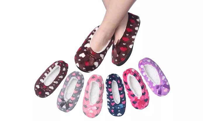 UK-0678 Women & Girl Winter Soft Fluffy Slippers Socks with Non-Slip Sole. (Pack of 1 Pair) (Assorted Color & Design Pattern)