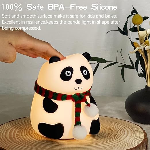 UK-0944 Panda Lamp, Panda Gifts, Panda Touch Silicone Lamp, Birthday Gift for Girls and Boys, Panda Light Lamp, Kids Night Light, Silicone Lamp, Rechargeable - Close Eye, Multicolor