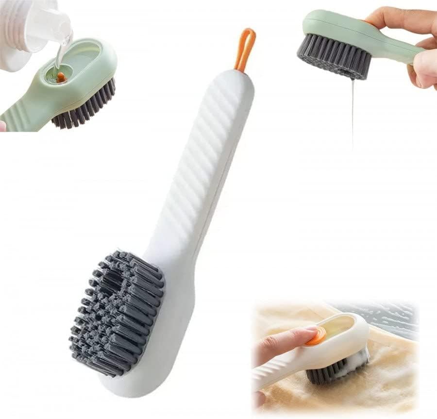 UK-0783 2 in 1 Shoe Cleaning Brush, Soap Dispensing Cleaning Brush with Handle Scrubbing, Reusable Washing Shoe Brush for Cleaning Clothes