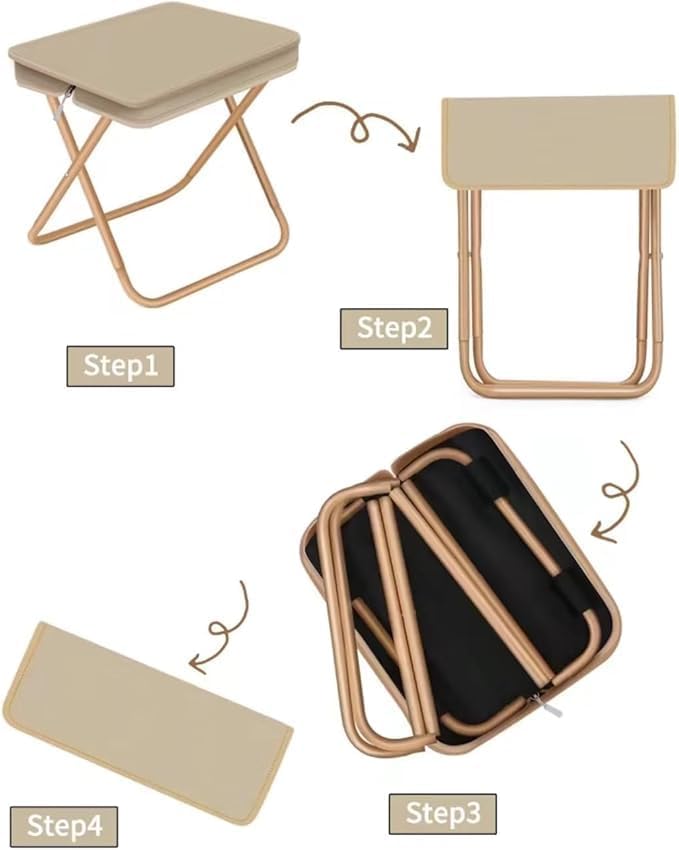 UK-0963 Folding Stool, Mini Outdoor Camping Stool, Portable Small Foldable Lightweight Hunting Seat with Zippered Carrying Bag, Folding Slacker Chairs for Fishing Travelling Picnics