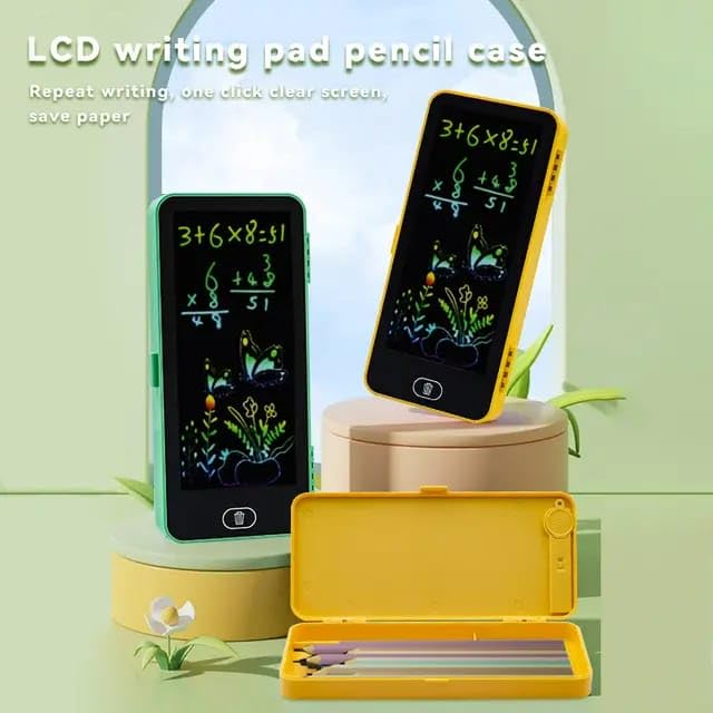 UK-0910 LCD Writing Tablet Pencil Case for Kids – 2 in 1 Digital Slate with E-Note Pad & Doodle Board, Educational Writing Toy and Pencil Box for School Kids