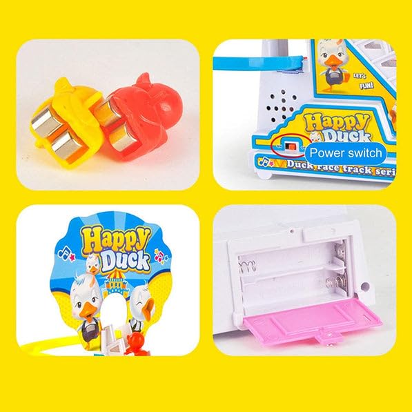 UK-0124 Duck Slide Toy Set, Funny Automatic Stair-Climbing Ducklings Cartoon Race Track Set Little Lovely Duck Slide Toy Escalator Toy with Lights and Music