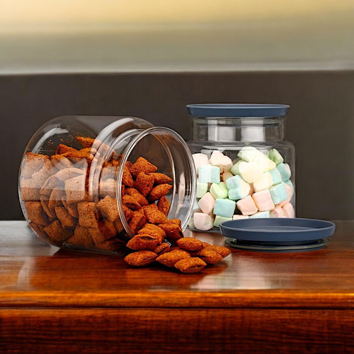 UK-0761 Plastic Airtight Canister Set Food Grade BPA free Transparent Canisters Multipurpose Jar for Grocery, Snacks, Nuts, Rice, Flour, Food Grain, Kitchen Storage Container Jar,1LTR