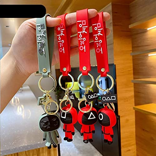 UK-0909 3D Cute Skuid- Game Keychain Character Key Chain with Rubber Lanyard