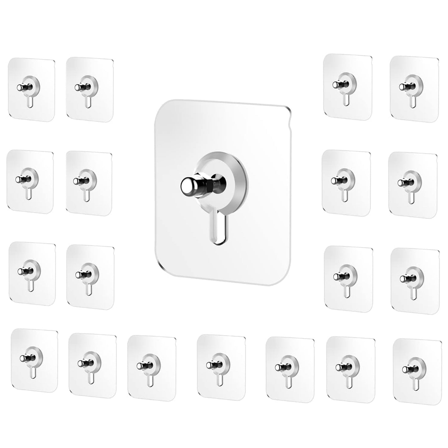 UK-0112 Stainless Steel, ABS, PVC and Glue Nail Free Adhesive No Drilling Transparent Sticky Screw Wall Hook Sticker