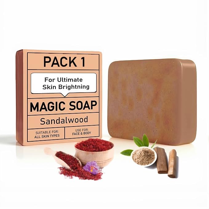 UK-0811 Ghar Soaps Sandalwood & Saffron Magic Soaps For Bath (100 Gms) | Paraben Free | Chandan & Kesar Bath Soap | Handmade Soaps For Glowing | Skin Brightening Soap For Men & Women