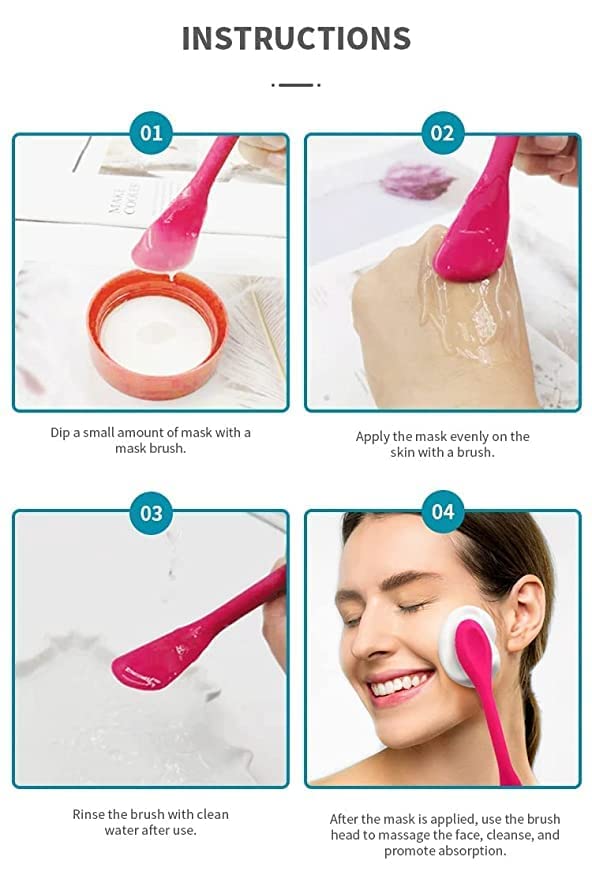 UK-0356 Beauty Silicone Face Mask Applicator Makeup Brush Double-Ended Facial Mask Brush for Mud, Clay, Charcoal Mixed Mask,Soft Makeup Beauty Brush Tools for Apply Cream, Lotion (1PC Multi Color)