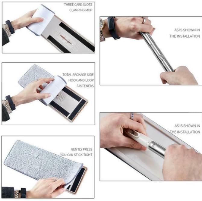 UK-0709 Scratch Mop | Splash Proof Design | Double Scraper for Easy Squeeze | 2 Super-Absorbent Microfiber Pads Free