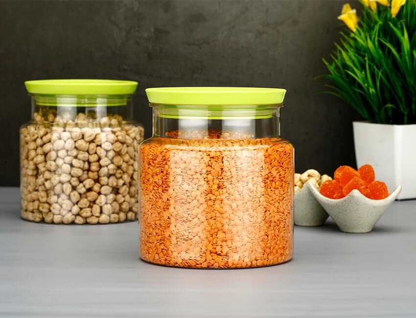 UK-0761 Plastic Airtight Canister Set Food Grade BPA free Transparent Canisters Multipurpose Jar for Grocery, Snacks, Nuts, Rice, Flour, Food Grain, Kitchen Storage Container Jar,1LTR