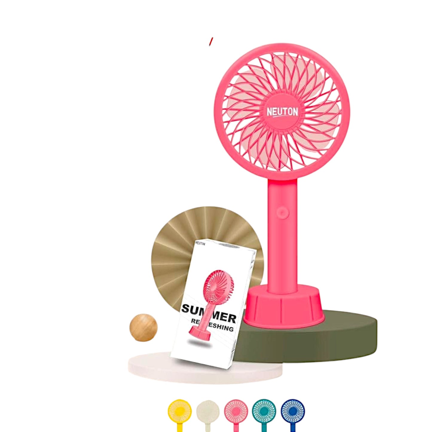 UK-0860 Mini Portable Fan, Powerful Handheld fan, Cute Design 3 Speed Personal Small Desk Fan with Base, Lightweight Makeup USB Rechargeable 1200 mah Fan For Indoor Or Outdoor