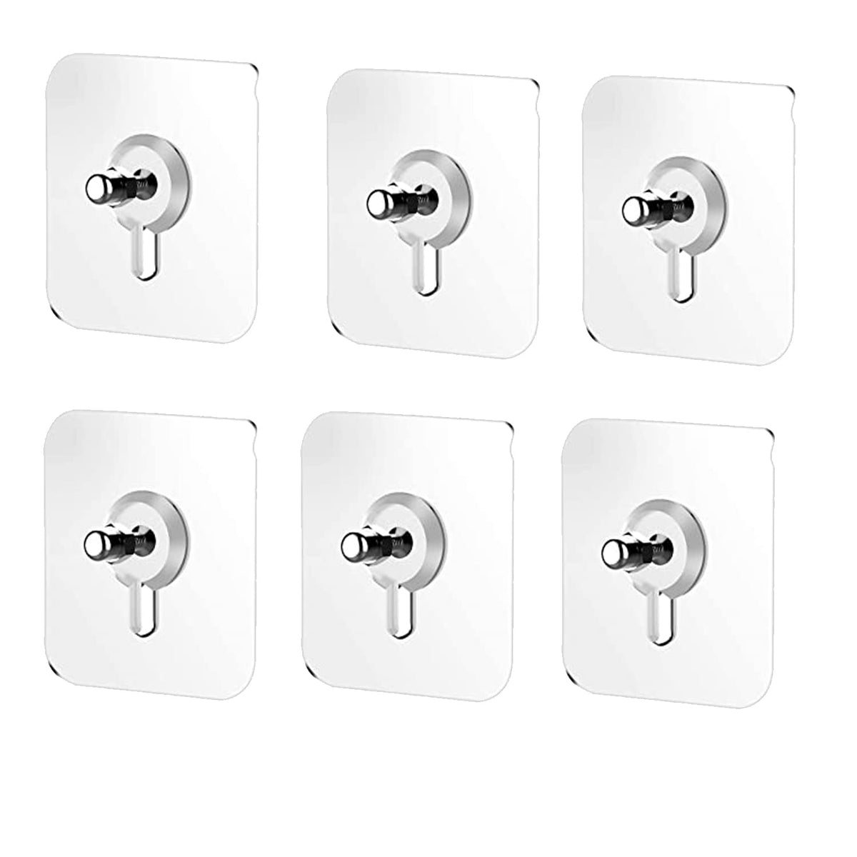 UK-0112 Stainless Steel, ABS, PVC and Glue Nail Free Adhesive No Drilling Transparent Sticky Screw Wall Hook Sticker