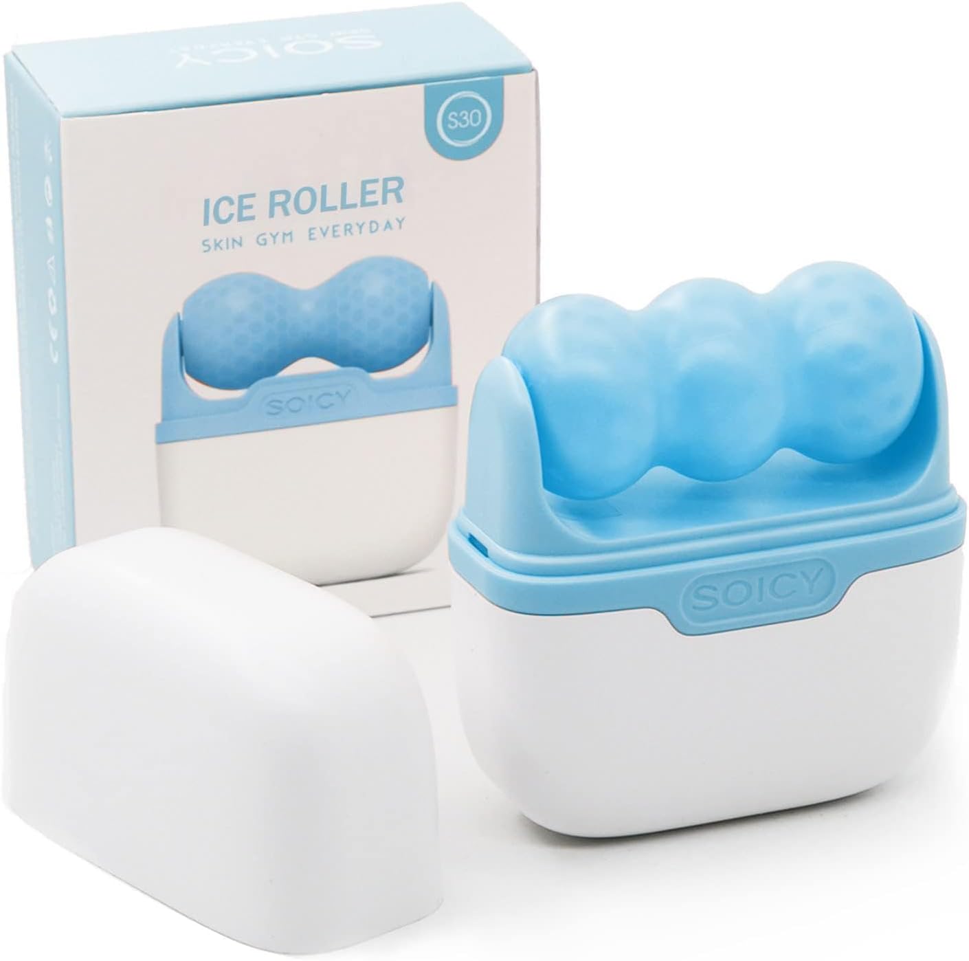 UK-0844 2 in 1 Upgraded Ice Roller For Face and Eyes, Neck and Body | For Puffy Eyes, Pimple | Easy to Use and Carry | Unbreakable and Reusable | Glowing and Clear Skin, Women Gift