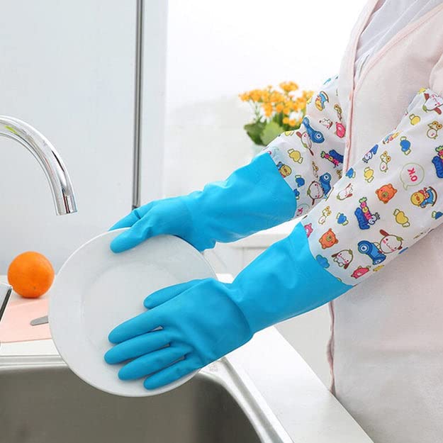 UK-0260 2 Pair Large Blue Gloves for Different Types of Purposes Like Washing Utensils, Gardening and Cleaning Toilet ETC.