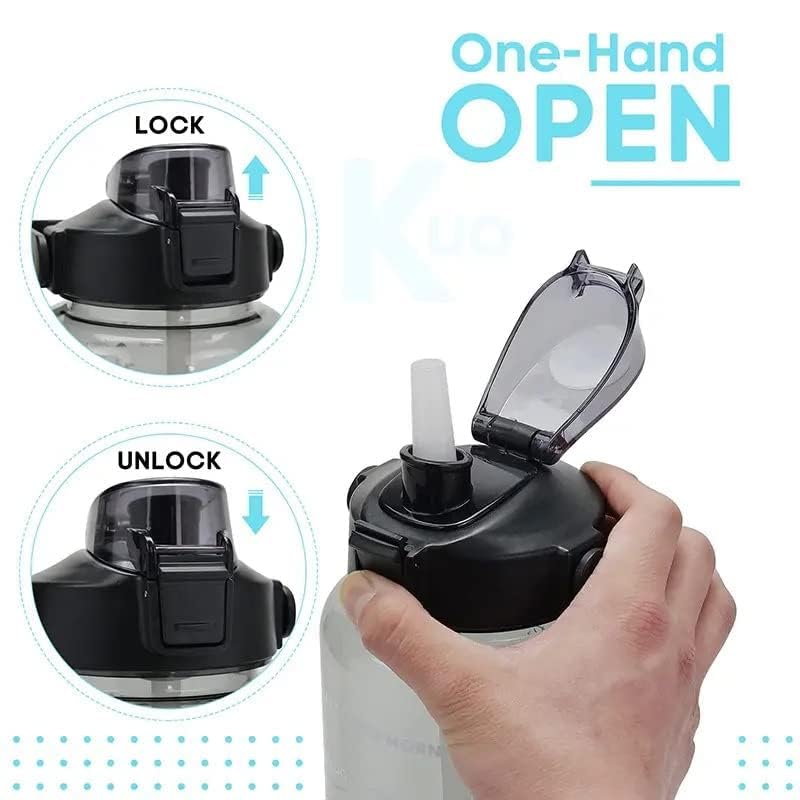 UK-0915 2 L Gym Belt Straw Transparent Motivational Water Bottles|Time Marker Leak Proof&Break-Proof|Best Usage For Office/School/College/Gym/Travel Bottle|Bpa-Free Sports Bottle