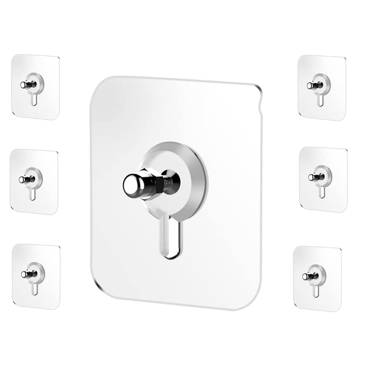 UK-0112 Stainless Steel, ABS, PVC and Glue Nail Free Adhesive No Drilling Transparent Sticky Screw Wall Hook Sticker