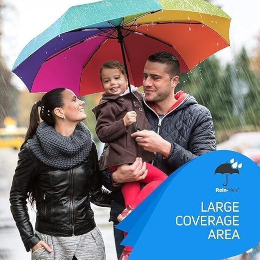 UK-0889 Big Rainbow Umbrella for rain, Umbrella for men and women, uv and rain protection, travel use to girls and boys