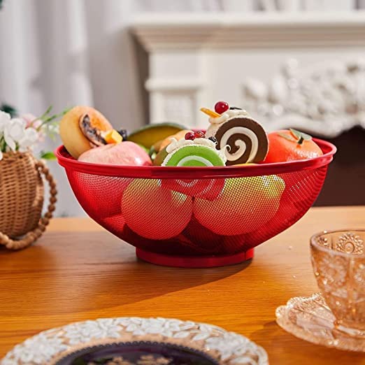 UK-0688 Fruits Basket for Kitchen Basket with Net Cover, Vegetables & Fruit Bowl for Dining Table, Fruit Storage Basket
