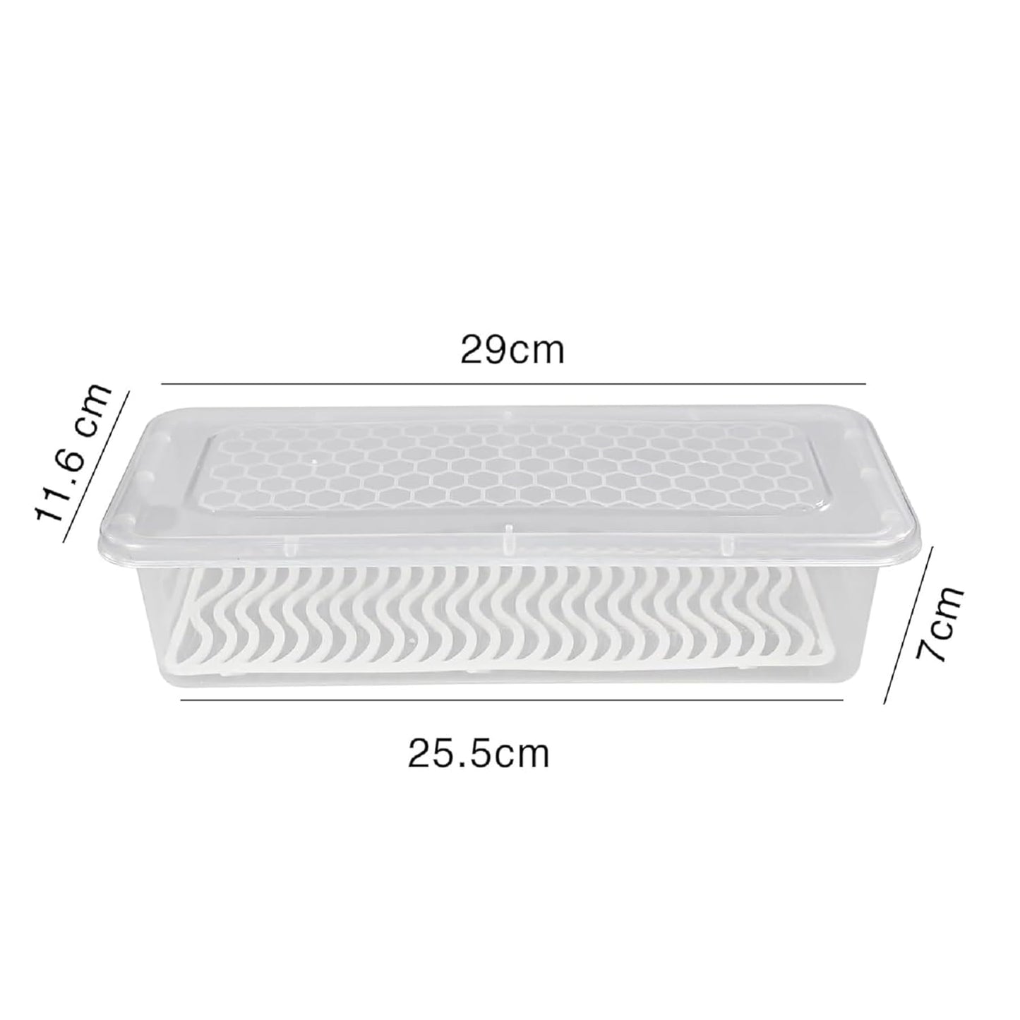 Fridge Storage Boxes Fridge Organizer with Removable Drain Plate and Lid Stackable Fridge Storage Containers Plastic Refrigerator Storage Containers for Vegetables, Fruits, etc. (1500ML)