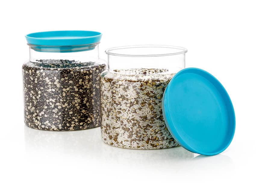 UK-0761 Plastic Airtight Canister Set Food Grade BPA free Transparent Canisters Multipurpose Jar for Grocery, Snacks, Nuts, Rice, Flour, Food Grain, Kitchen Storage Container Jar,1LTR