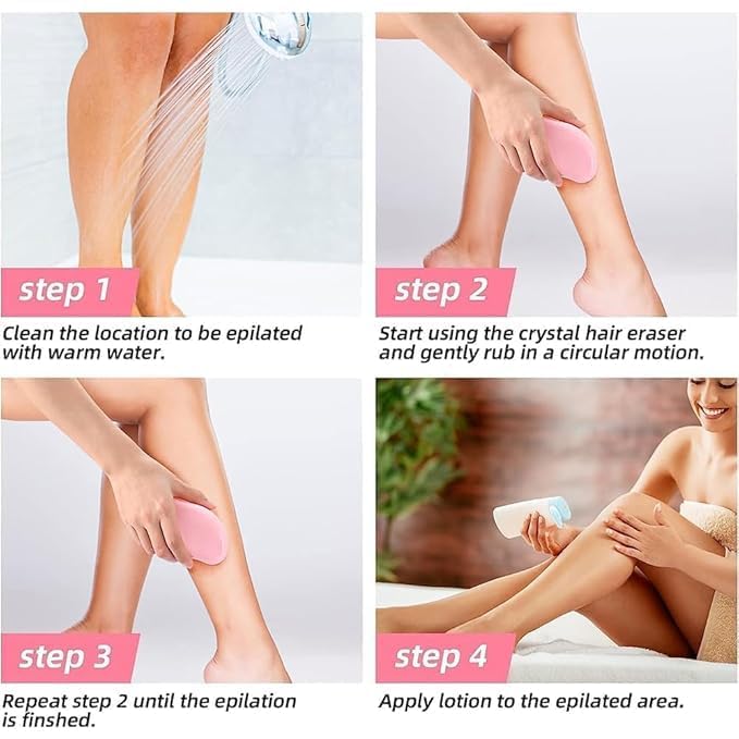 UK-1008 Crystal Hair Eraser Stone, Painless Magic Crystal Hair Remover for Women Men, Hair Removal Eraser Exfoliator Tool for Arms Legs Back Body Any Part