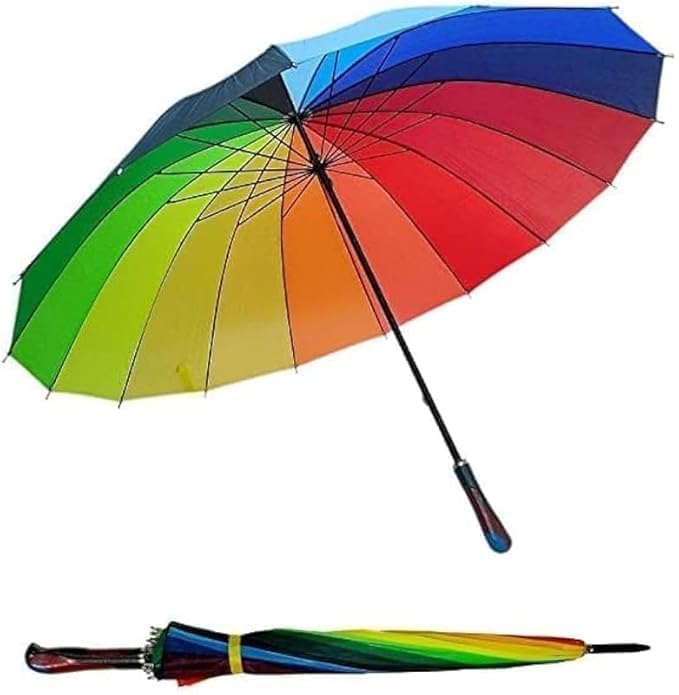UK-0889 Big Rainbow Umbrella for rain, Umbrella for men and women, uv and rain protection, travel use to girls and boys