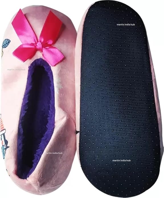 UK-0678 Women & Girl Winter Soft Fluffy Slippers Socks with Non-Slip Sole. (Pack of 1 Pair) (Assorted Color & Design Pattern)