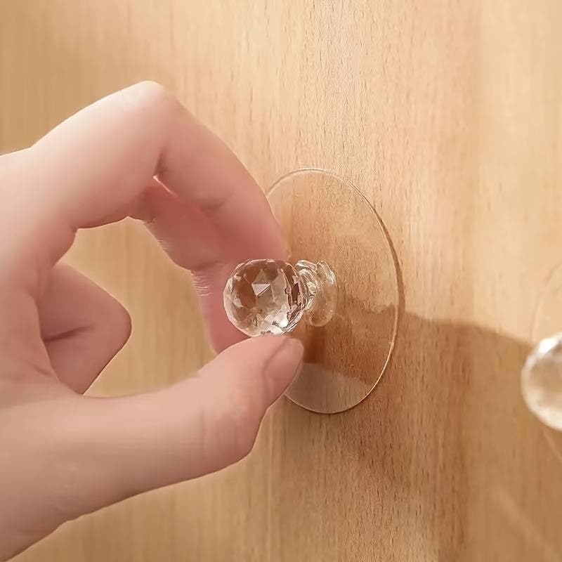 UK-0741 Diamond Crystal Shaped Strong Sticker Sticky Heavy Duty Wall Hooks for Hanging Home/Kitchen Bathroom Key Frame Holders