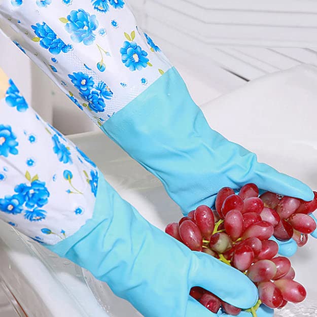 UK-0260 2 Pair Large Blue Gloves for Different Types of Purposes Like Washing Utensils, Gardening and Cleaning Toilet ETC.