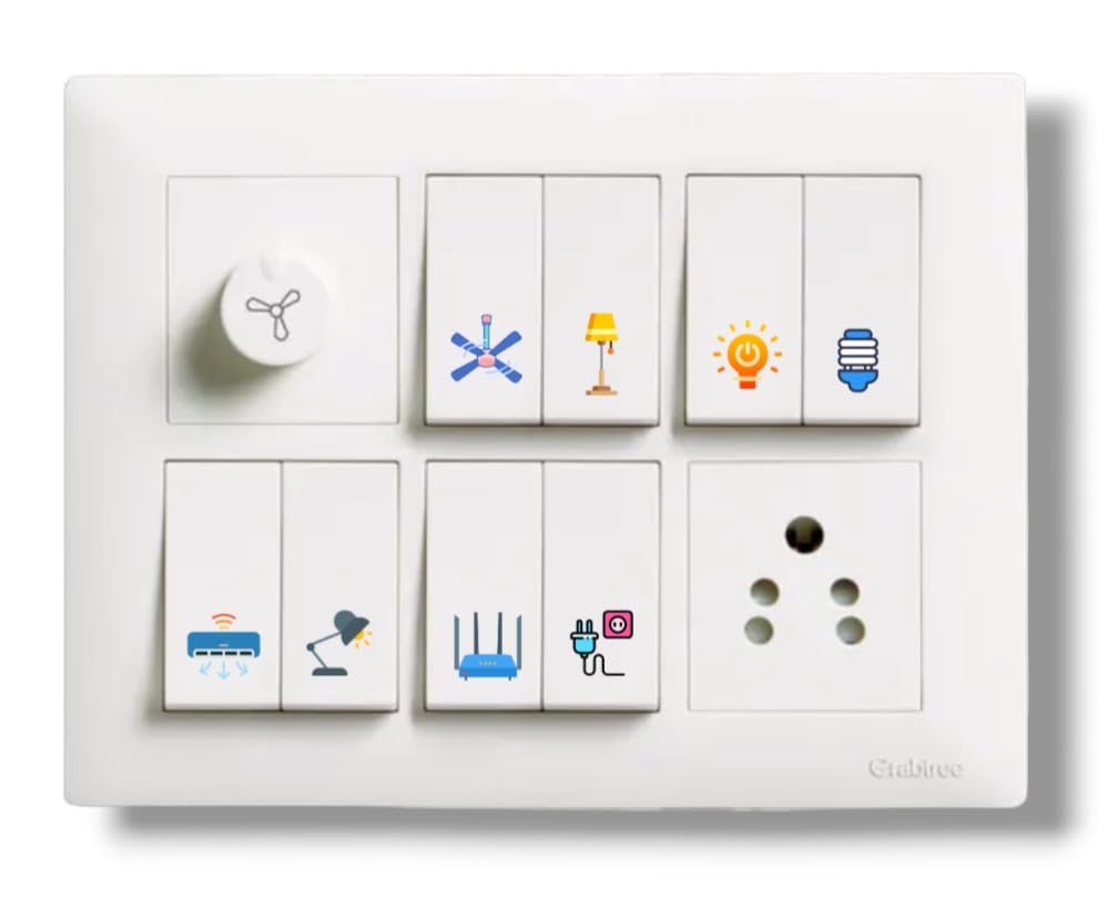 UK-0863 Switch Board Colorful Stickers for Home - Self-Adhesive Labels,Organize & Beautify Electric Boards for Homes, Offices (seet)