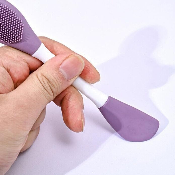 UK-0356 Beauty Silicone Face Mask Applicator Makeup Brush Double-Ended Facial Mask Brush for Mud, Clay, Charcoal Mixed Mask,Soft Makeup Beauty Brush Tools for Apply Cream, Lotion (1PC Multi Color)