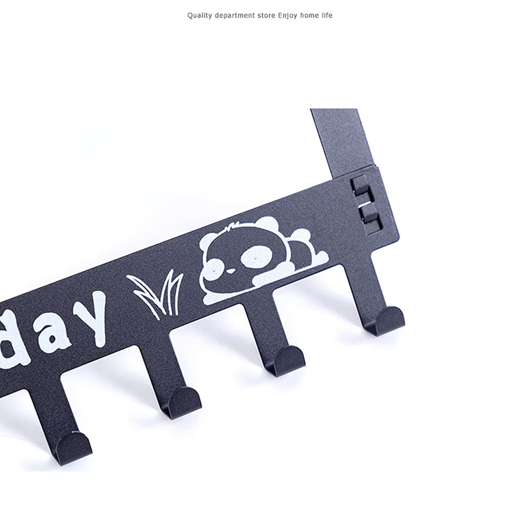 UK-0805 Door Hooks Black Over The Door Towel Rack Hanger for Coat Heavy-Duty Door Hanger Hook with 6 Hooks