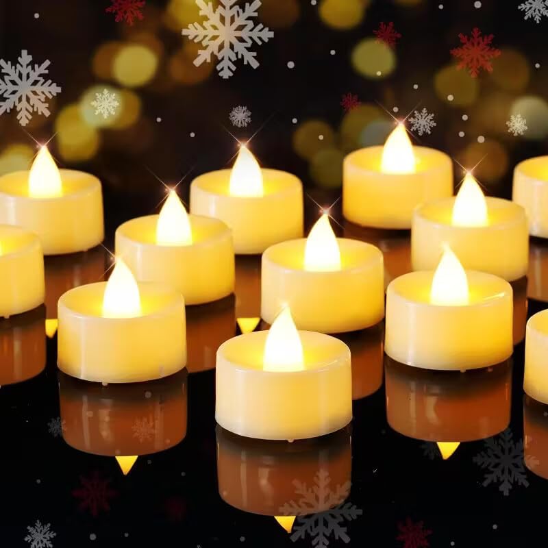 UK-1012 24 Pcs LED Tea Light Candles, Flameless, Smokeless LED Diyas, Decorative Acrylic Candle for Navratri Decoration, Home Decor, Diwali, Deepawali, Festival Gifting (Pack of 24)