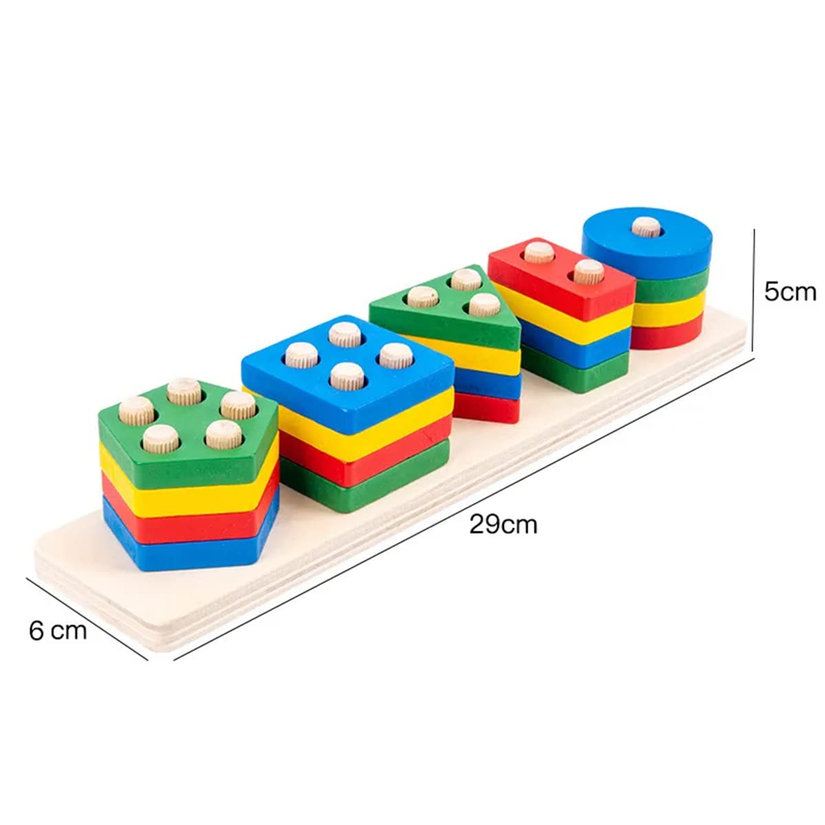 UK-0756 Geometric Brick - 5 Angle Matching Column Blocks for Kids - Preschool Educational Learning Toys