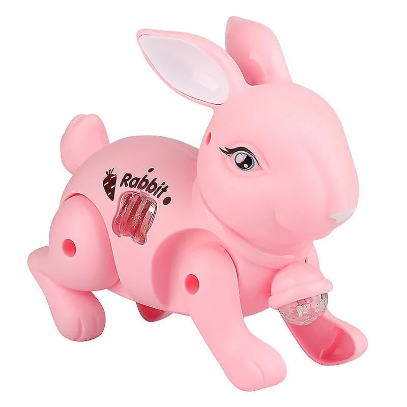 UK-1042 Baby Crawling Toy-Walking Rabbit with Light & Sound Cuddly Electronic Pet Educational Features Toy for Kid